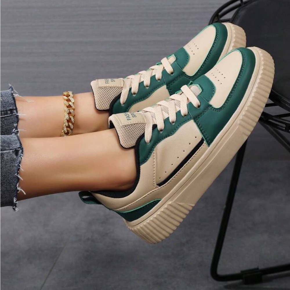 SHEIN Green and Cream Sneakers - Picture 2 of 3